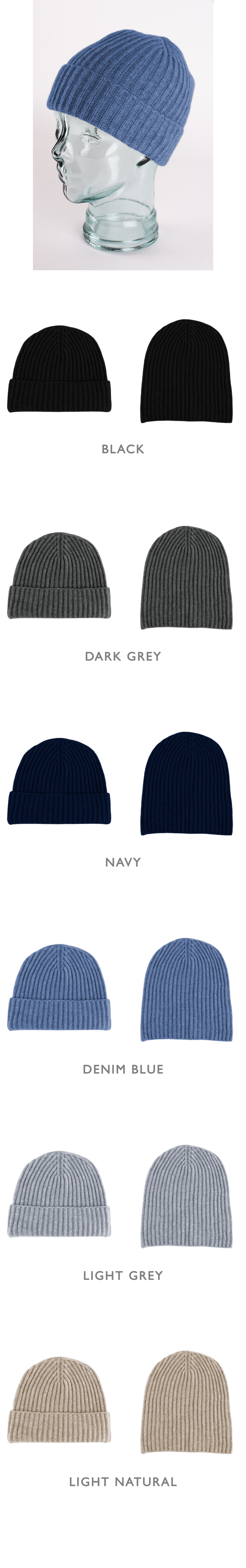 Classic Ribbed Cashmere Beanie